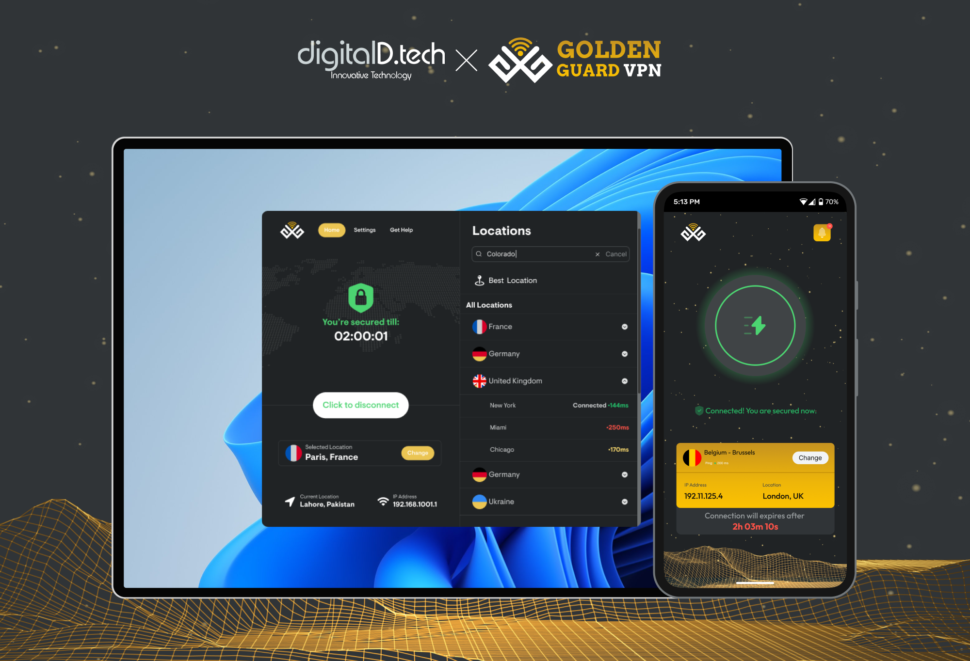 Golden Guard VPN interface cover