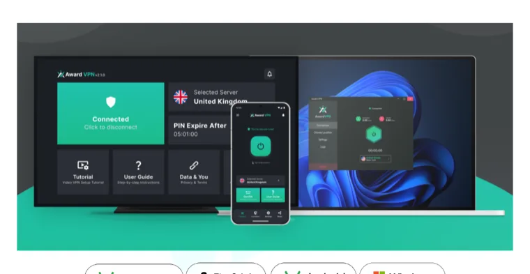 Award VPN app screenshots